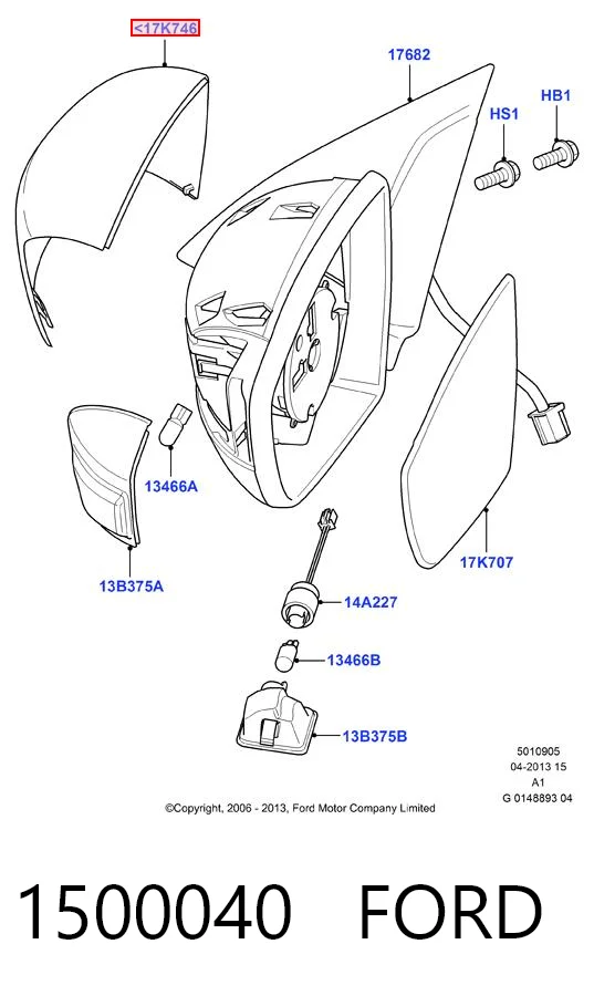 1500040 Ford Накладка водійського дзеркала