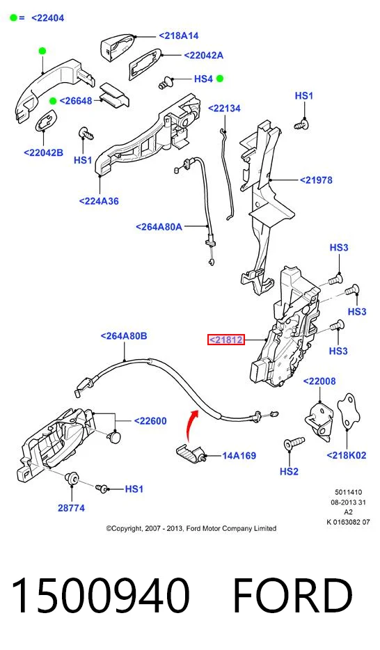 1500940 Ford Замок двері правої передньої