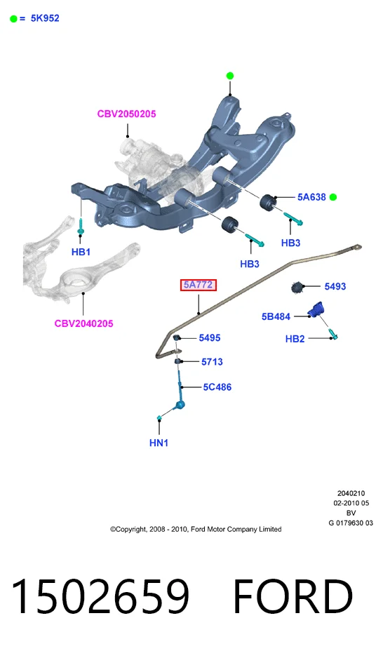 Стабілізатор задньої балки на Ford Kuga I CBV