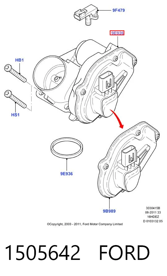 1505642 Ford Дросільна заслінка в зборі