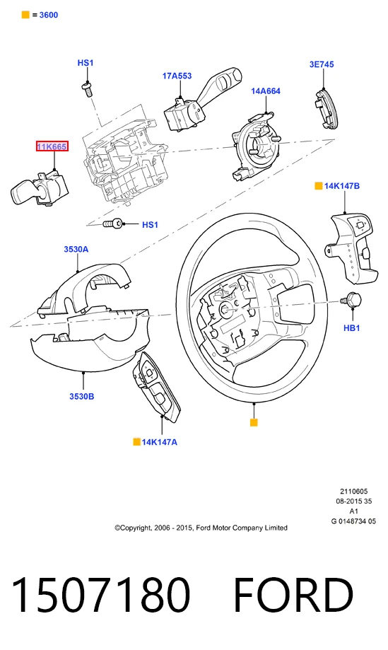 Перемикач підрульовий, лівий Ford 6G9T13335BH