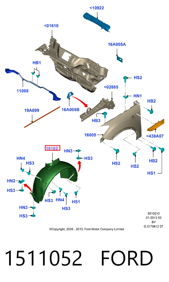 Подкрильнікі переднього крила, правий Ford Kuga I позашляховик (CBV) (2008 - 2012) ціна, від 163.35 USD