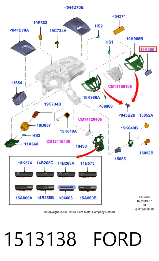Кнопка аварійної сигналізації Ford Fiesta Mk6