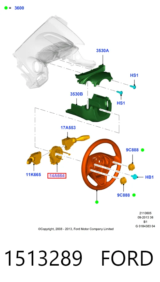 Шлейф керма Ford Fiesta Mk6 хетчбек (CB1) (2008 - 2016) ціна, від 39.88 USD