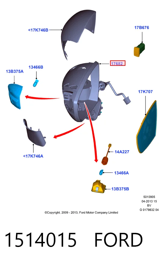 Праве бічне дзеркало Ford Kuga I позашляховик (CBV) (2008 - 2012) ціна, від 78.93 USD