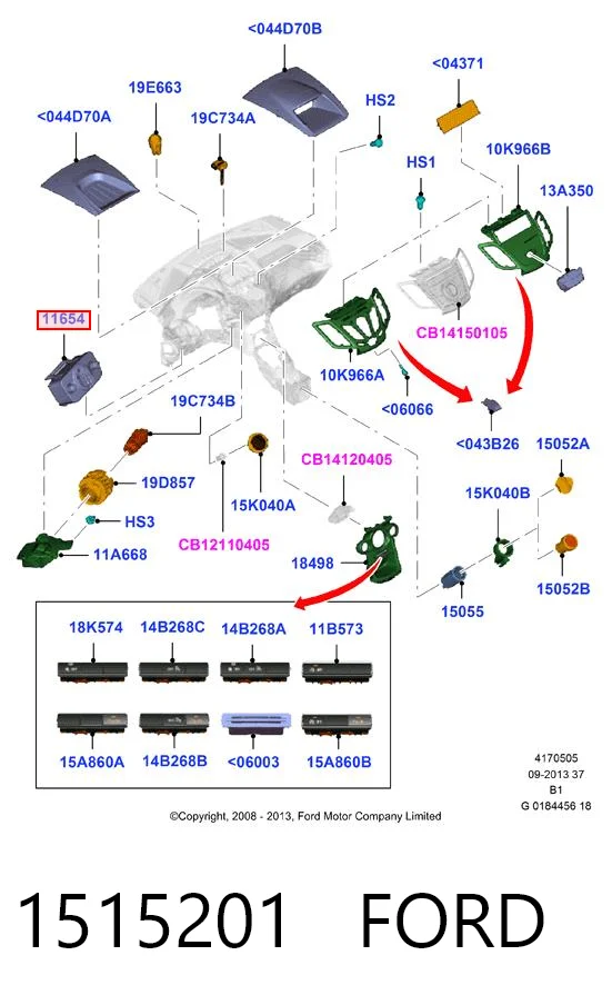 1515201 Ford Перемикачі електричні (перемикач світла центральний)