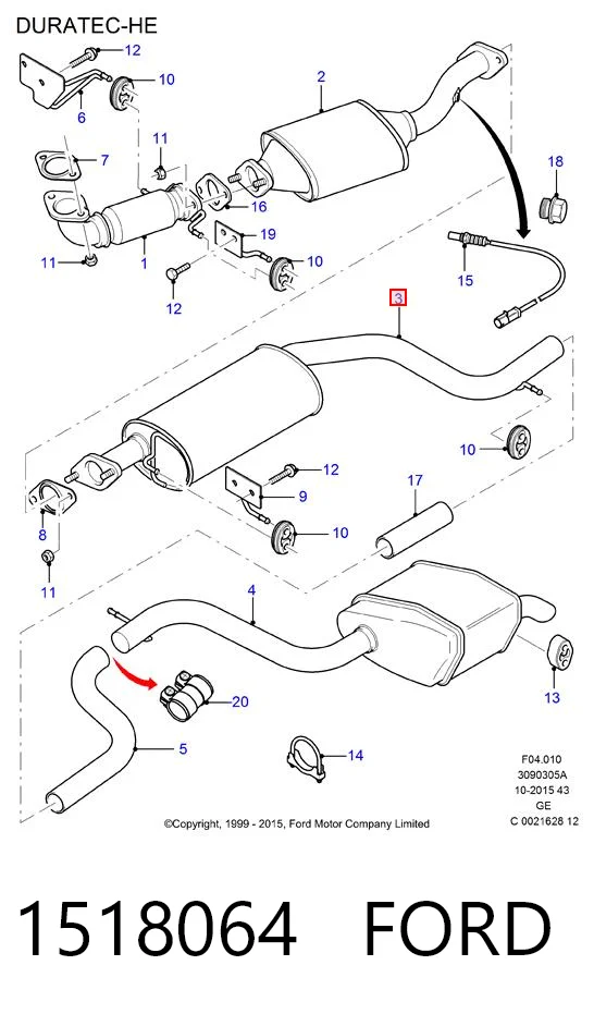 1518064 Ford Середній глушник