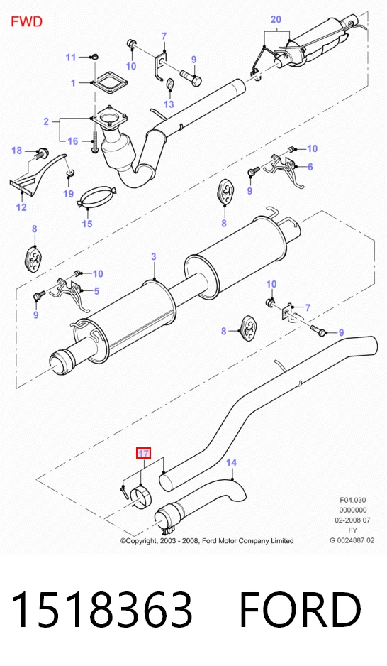 1518363 Ford Глушник, задня частина