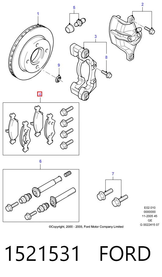 Гальмівні колодки Ford 1521531 ціна, від 19.56 USD