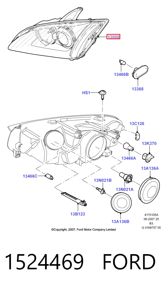 Фари Ford C-Max мінівен (CB3) (2007 - 2010) ціна, від 114.66 USD