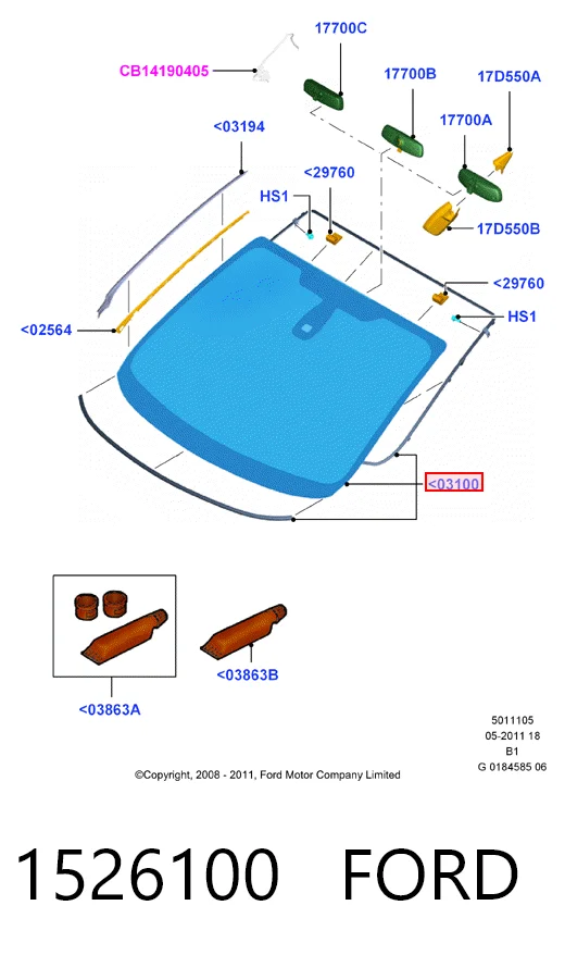 Автоскло Pilkington GS2811D14P ціна, від 183.69 USD