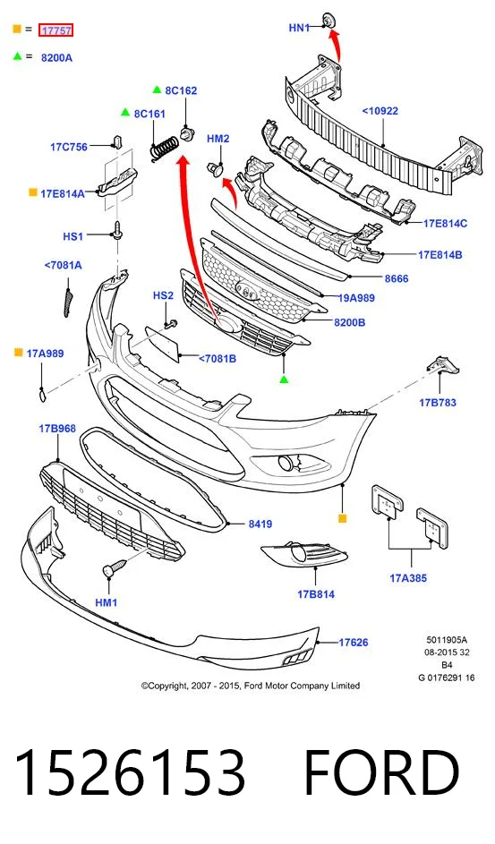 1526153 Ford Бампер передній в зборі