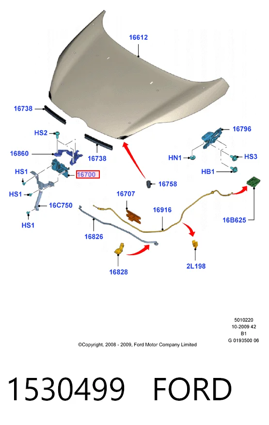 Купити Замок капота Ford Fiesta Mk6 CB1