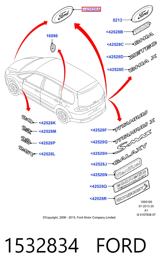 Емблема кришки багажника, фірмовий значок на Ford Focus II DA, HCP, DP