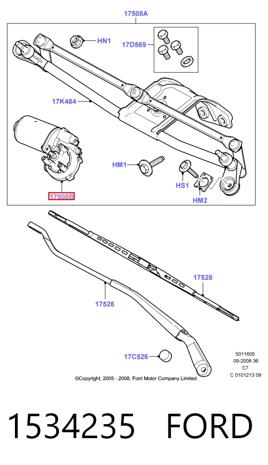 1534235 Ford Мотор склоочисника скла (трапеції)