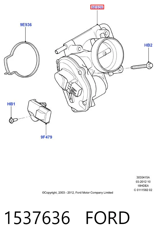 1537636 Ford Дросільна заслінка в зборі