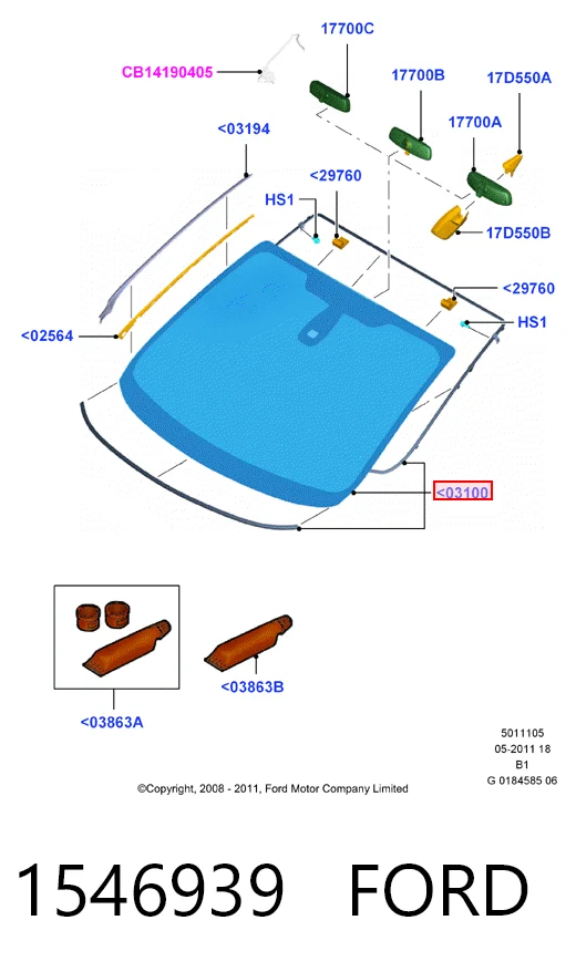 Автомобільне скло на Ford Fiesta Mk6 CB1