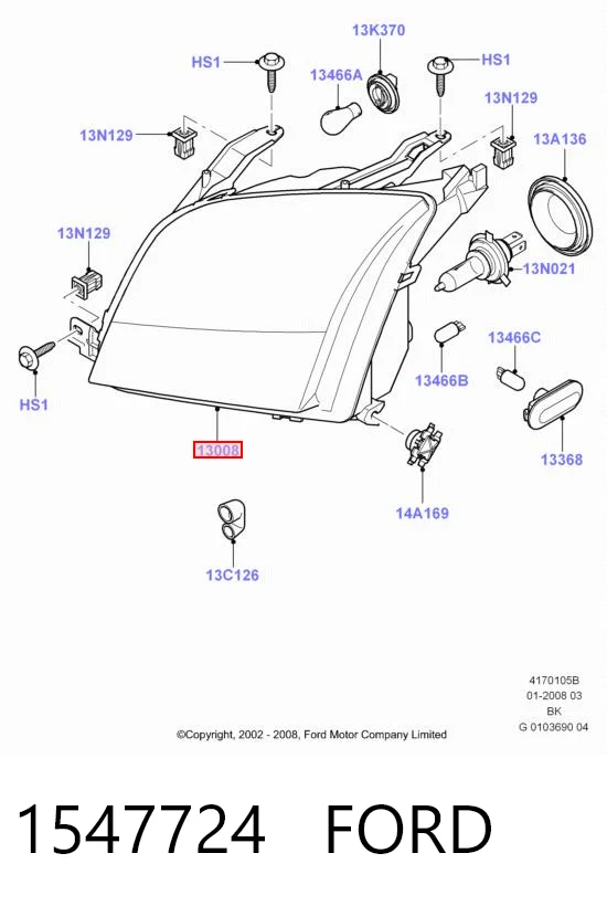 1547724 Ford Основна фара - вставка