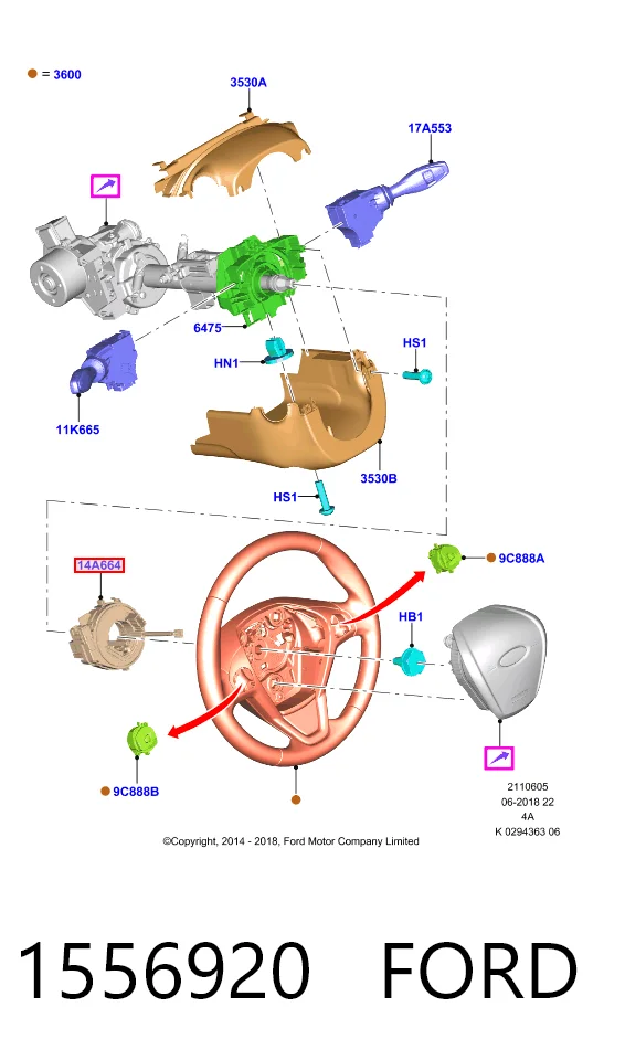 Купити Шлейф керма Ford Fiesta Mk6 CB1