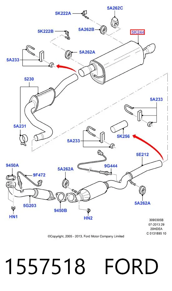 1557518 Ford Глушник, задня частина