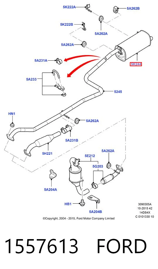 1557613 Ford Глушник, задня частина