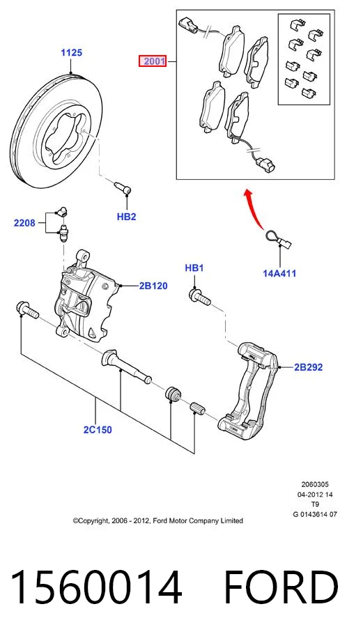 1560014 Ford Передні гальмівні колодки