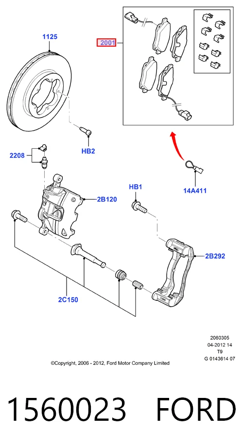 Гальмівні колодки Ford 1560023 ціна, від 28.74 USD