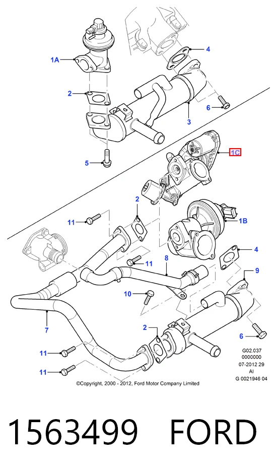 1563499 Ford Клапан рециркуляції відпрацьованих газів EGR