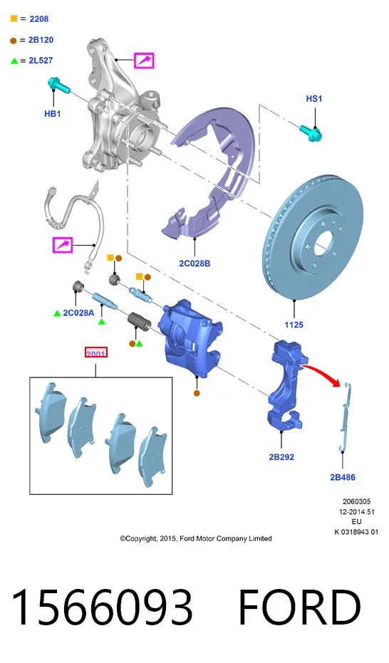 1566093 Ford Передні гальмівні колодки