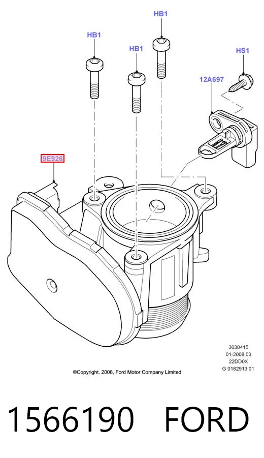1566190 Ford Дросільна заслінка в зборі