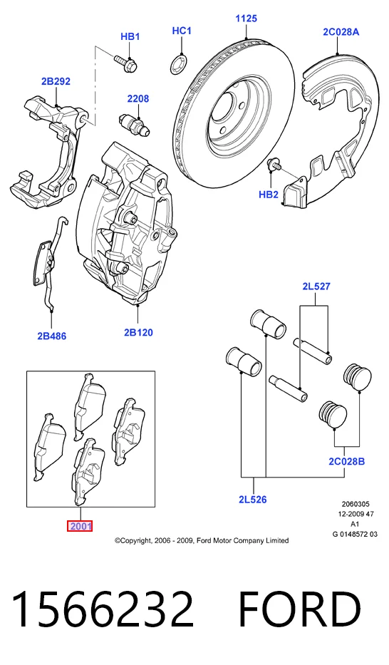 Гальмівні колодки Ford 1566232 ціна, від 41.12 USD