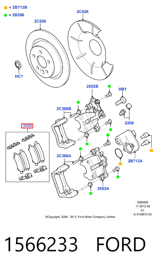 1566233 Ford Колодки гальмівні задні, дискові