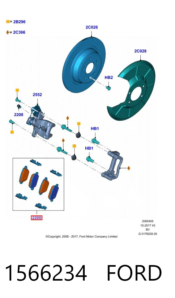 1566234 Ford Колодки гальмівні задні, дискові