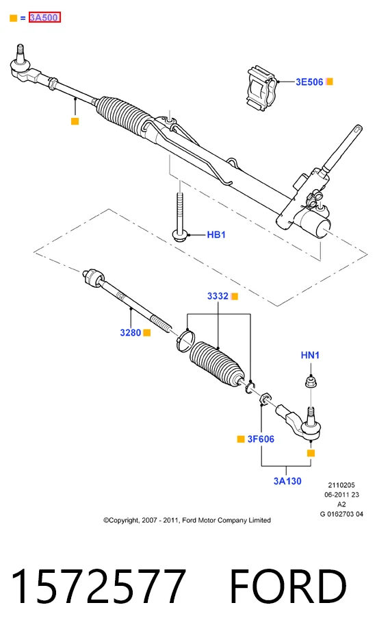 1572577 Ford Рейковий рульовий механізм