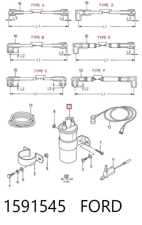 Купити Котушка запалювання Ford Taunus '80 GBS.GBNS