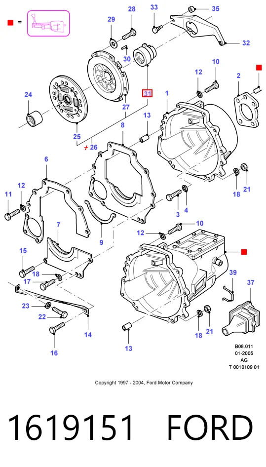 Підшипник ковзання зчеплення на Ford Sierra I GBC