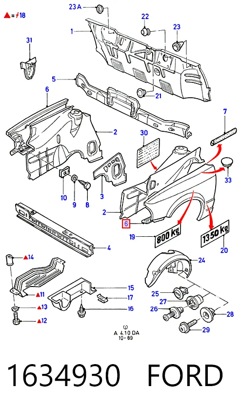 Переднє ліве крило на Ford Escort IV GAF, AWF, ABFT