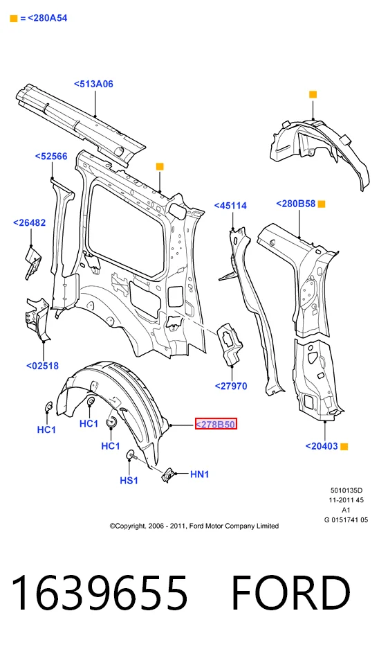 Підкрилок задній лівий Ford 6M21U278B51BA