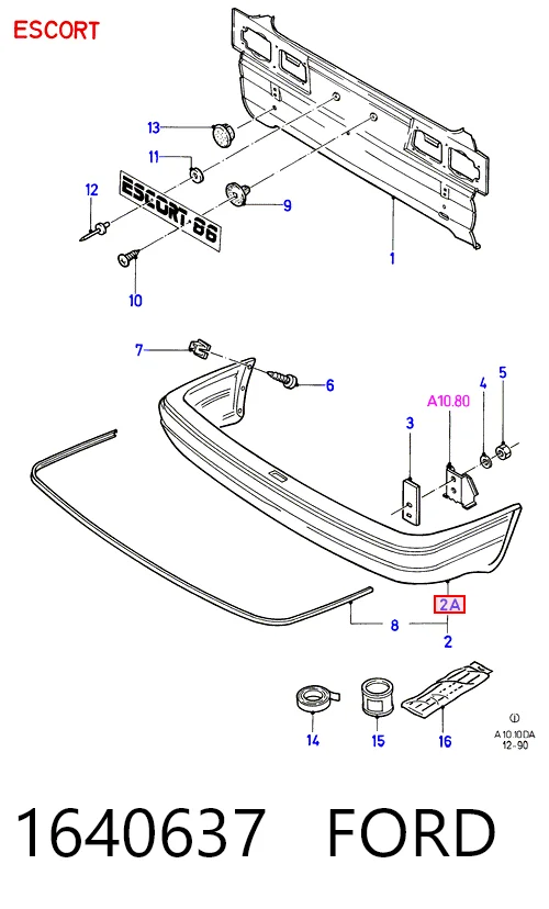 Буфер (бампер) задній на Ford Escort IV GAF, AWF, ABFT