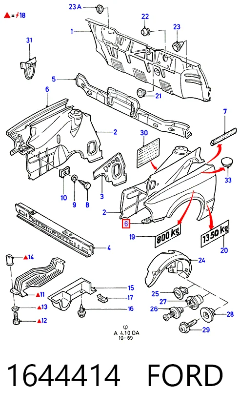 Ліве переднє крило Ford Escort IV хетчбек (GAF, AWF, ABFT) (1985 - 1990) ціна, від 70.25 USD