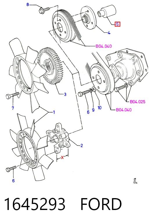 1645293 Ford Кронштейн віськомуфти системи охолодження, опорний
