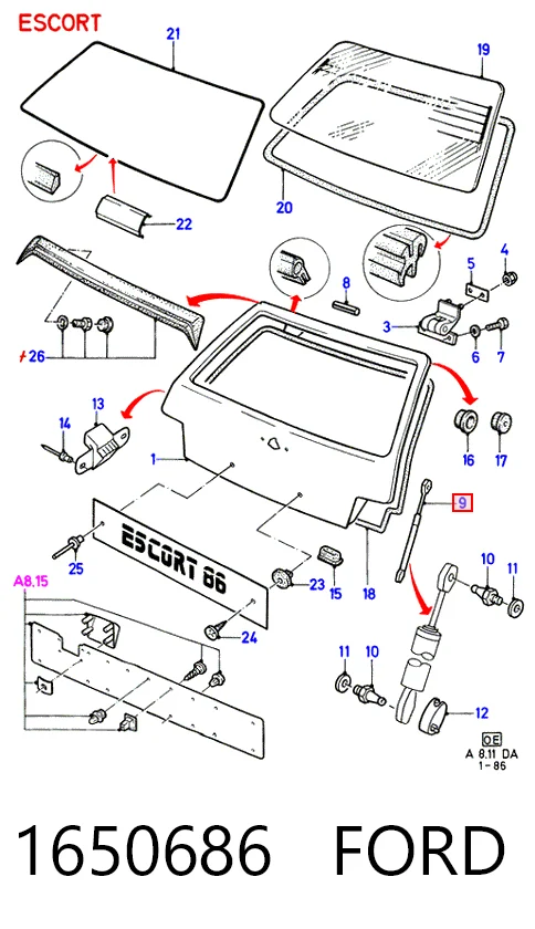 9654433480 Peugeot/Citroen Амортизатор кришки багажника / двері 3/5-ї задньої