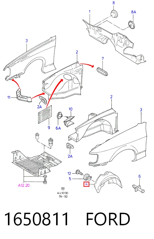 Підкрилок передній лівий на Ford Sierra II GBG, GB4