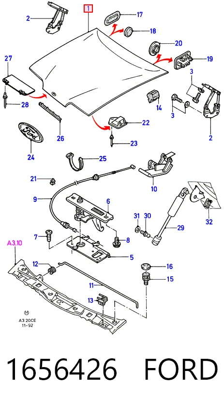 Капот на Ford Scorpio I GAE, GGE