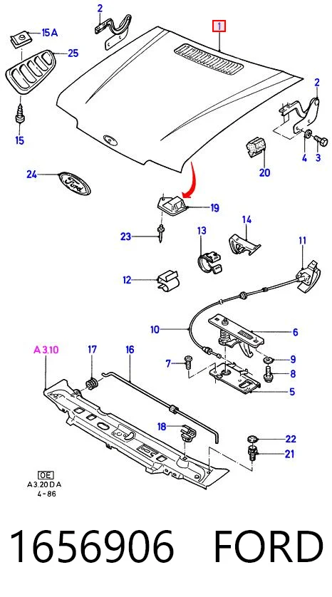 Капот на Ford Escort IV GAF, AWF, ABFT