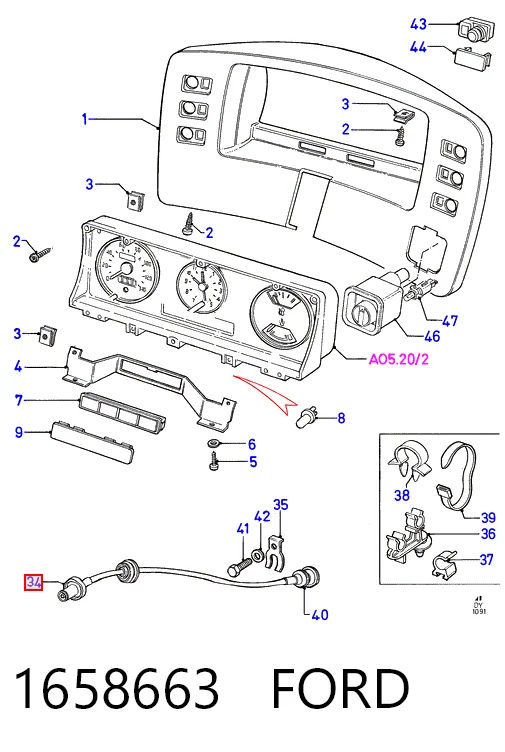 Тросик спідометра на Ford Transit IV E