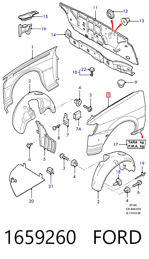 Переднє ліве крило на Ford Fiesta Mk3 GFJ
