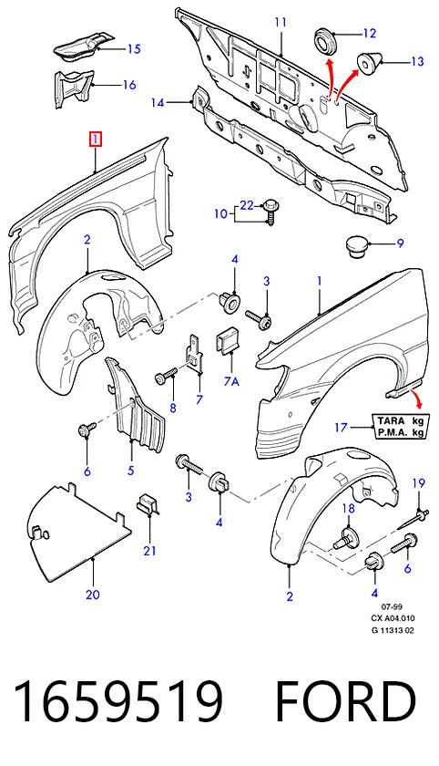 Крило переднє праве Ford Fiesta Mk3 хетчбек (GFJ) (1989 - 1995) ціна, від 16.99 USD