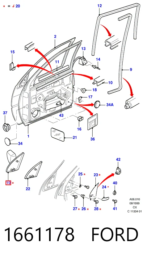 Купити Ліве бокове дзеркало Ford Fiesta Mk3 GFJ