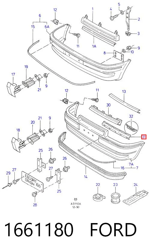 Решітка радіатора Ford Escort 4 GAF, AWF, ABFT